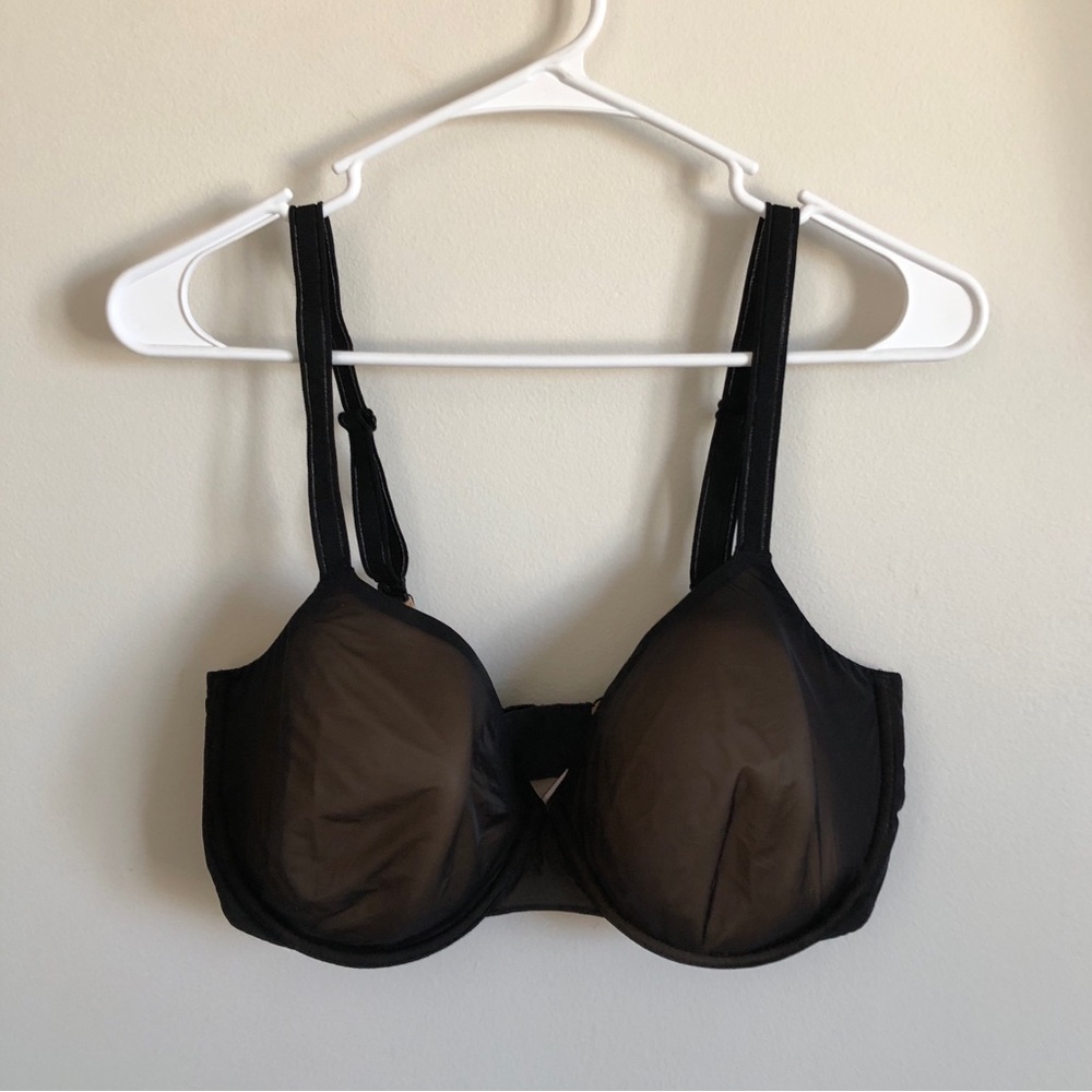 Victoria’s Secret Lined Perfect Coverage Bra Size 36DDD, in Sheer Black Color
